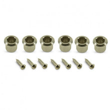 Load image into Gallery viewer, KLUSON 6 In Line Single Line Tuners For Mustang Duo Sonic Plastic Buttons Nickel - KD-6B-NP
