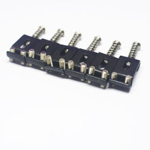 Load image into Gallery viewer, (6) Black Bent Steel Saddles for Vintage Fender Stratocaster / Strat 2 3/16&quot;
