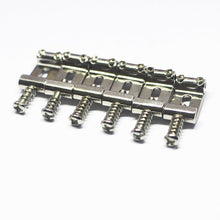 Load image into Gallery viewer, (6) Nickel Bent Steel Saddles for Vintage Fender Stratocaster / Strat 2 3/16&quot;
