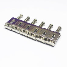 Load image into Gallery viewer, (6) Nickel Bent Steel Saddles for Vintage Fender Stratocaster / Strat 2 3/16&quot;
