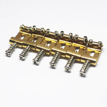Load image into Gallery viewer, (6) Gold Bent Steel Saddles for Vintage Fender Stratocaster / Strat 2 3/16&quot;
