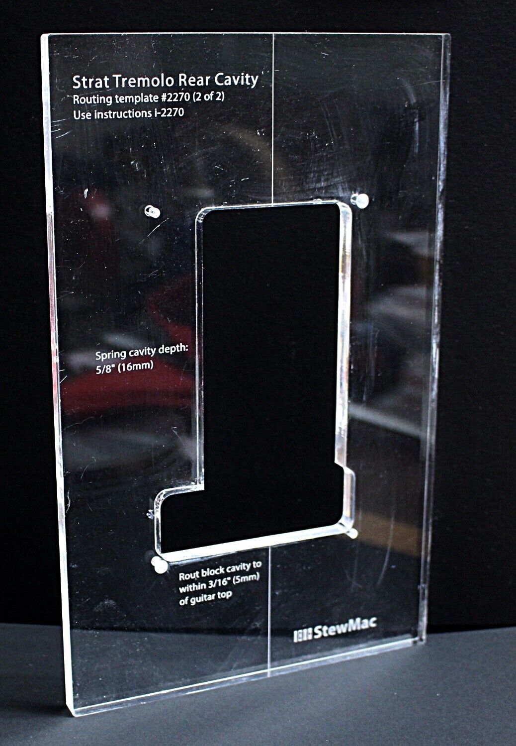 Stewmac Tremolo Rear Cavity Routing Template For Strat Body Acrylic 2270