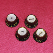 Load image into Gallery viewer, Montreux Guitars Set of 4 Black Reflector Knobs for Les Paul Aged -  04C-164
