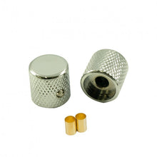 Load image into Gallery viewer, Brass Barrel Flat Top Knob Set (2)  -1/4 &quot; Diameter USA with Pot Sleeves- Chrome
