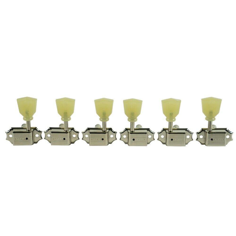 KLUSON 3 x 3 Single Line Tuners For Gibson Les Paul Keystone Buttons Nickel - KD-3-NPK