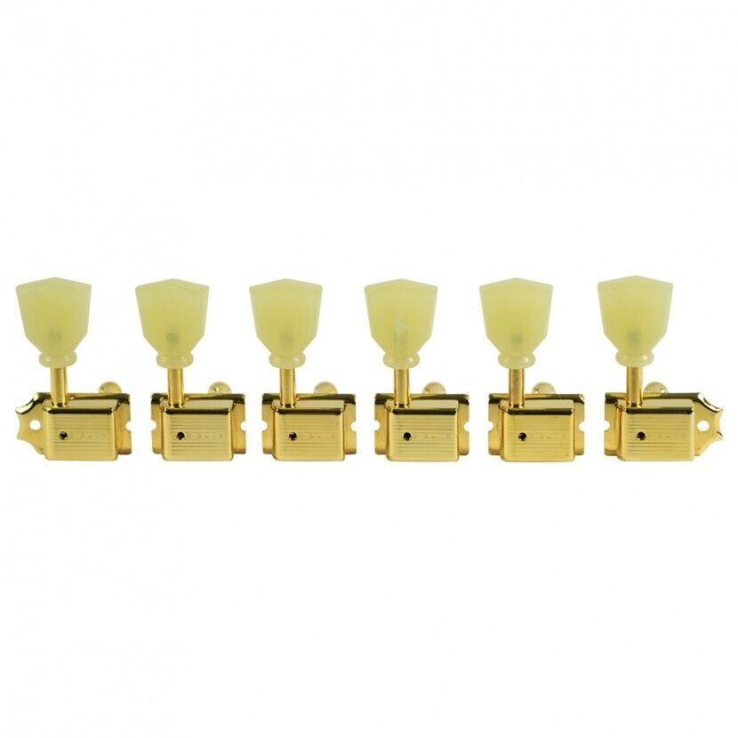 KLUSON  6 In Line Tuners For GIBSON EXPLORER W/ Pearl Buttons Gold - KDE-6B-G