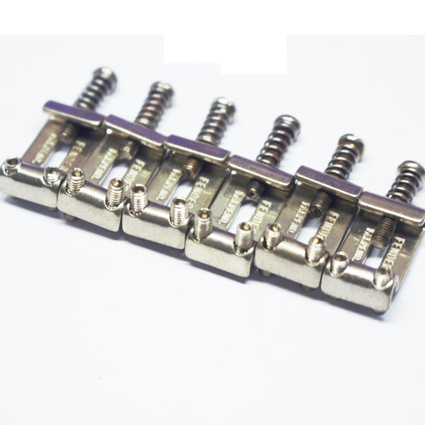 BP-036E-AGNP - Aged Pat Pend. Saddles For Stratocaster Bridges - Nickel