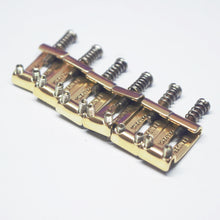 Load image into Gallery viewer, Aged Pat Pend. Saddles For Stratocaster Bridges - Gold
